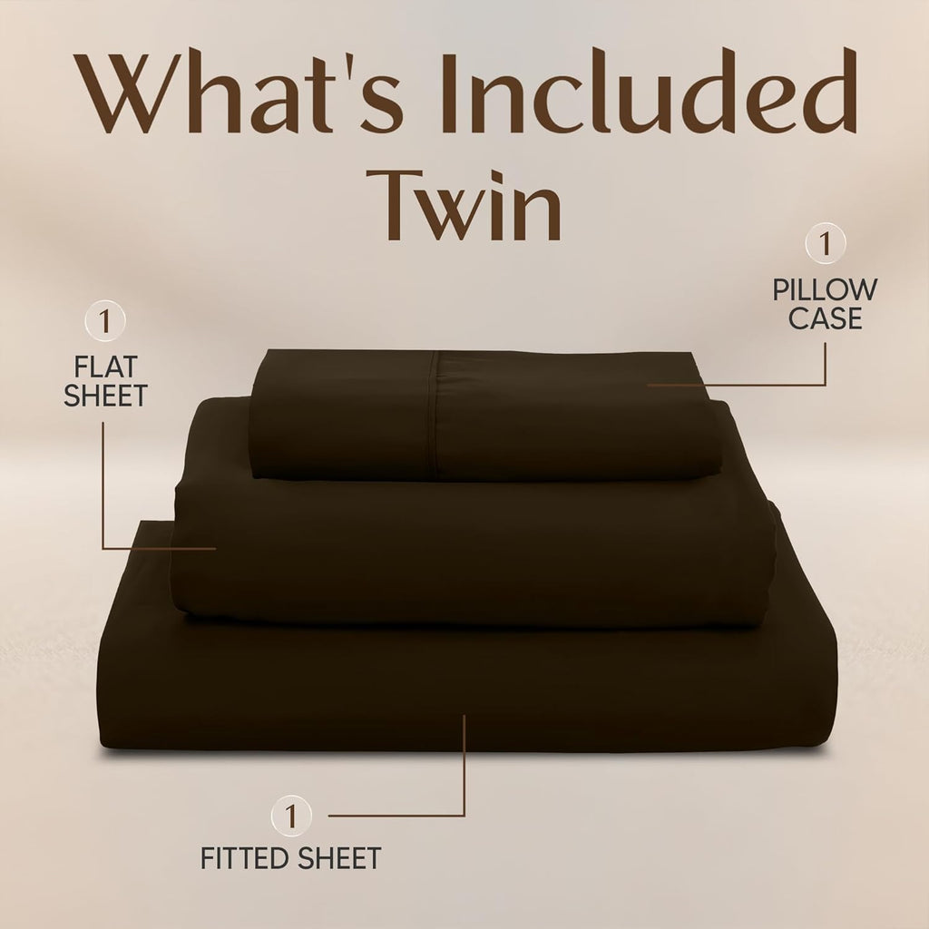 Utopia Bedding Twin Sheet Set - Soft & Breathable Microfiber | 3-Piece Bed Sheets in Brown
