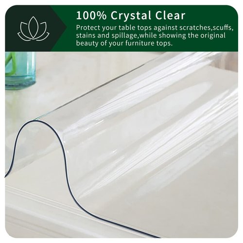 Clear Desk Cover Protector 38×78 Inch Crystal Table Pad Mat Waterproof Desk Mat Table Cover Tablecloth Protector Rectangle PVC Vinyl Table Cloth for Dining Table Meeting Desk Pet Feeding Mat Non-Slip