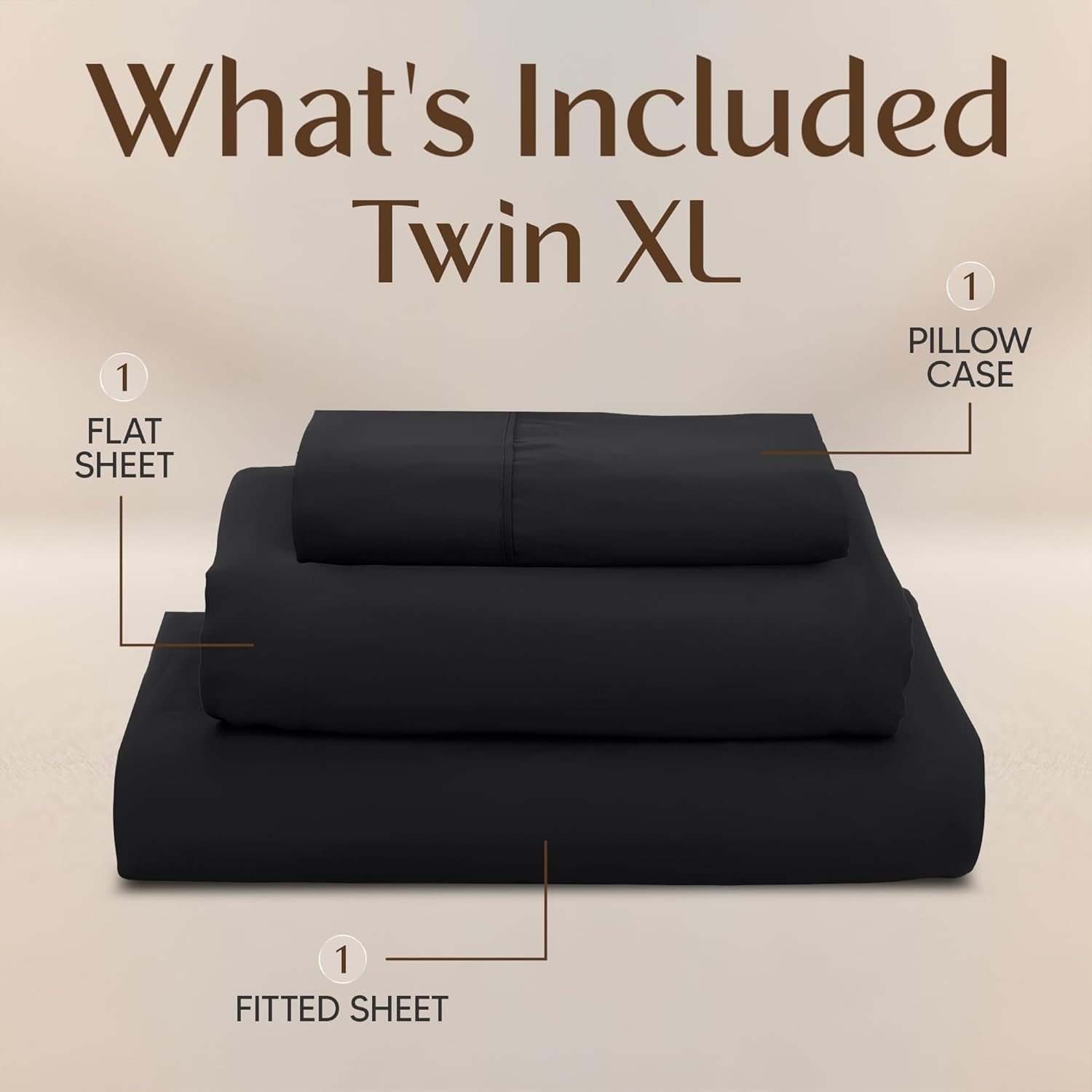 Utopia Bedding Twin XL Sheet Set - Soft Microfiber 3-Piece Bed Sheets | Oeko-Tex Certified (Black)