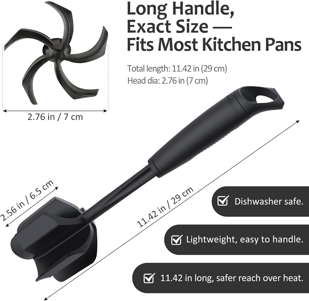 Ourokhome Meat Chopper - Heat Resistant Nylon Potato Masher with 5 Curved Blades | Nonstick Kitchen Tool, Black