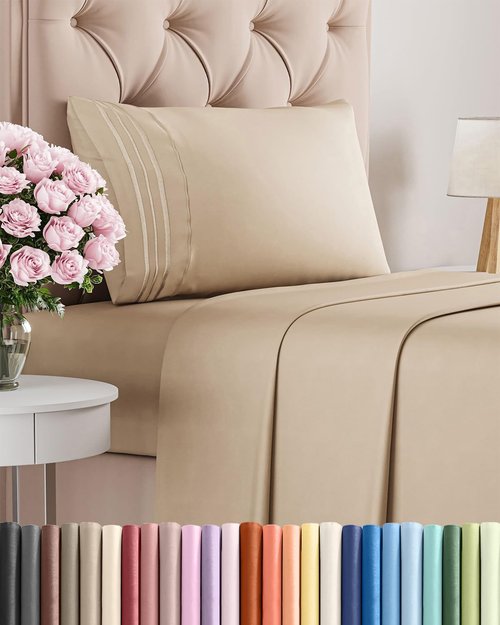 Comfy Twin Size 3-Piece Sheet Set by [Brand Name] | Breathable Cooling Bed Sheets - Ultra-Soft, Deep Pockets, Wrinkle-Free - Oeko-Tex Certified - Cream