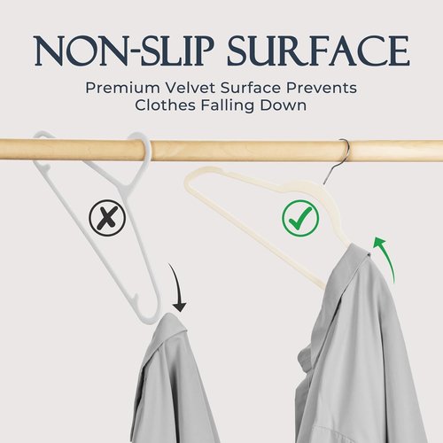 HOUSE DAY Ivory Velvet Hangers - 40 Pack Non-Slip Heavy Duty Suit Hangers | Space-Saving Design with 360° Rotating Hook