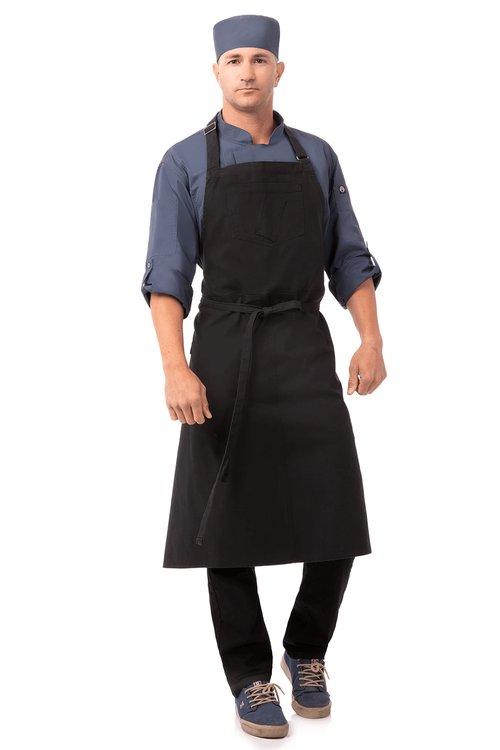 Chef Works Unisex Rockford Chefs Bib Apron, Steel Grey, One Size