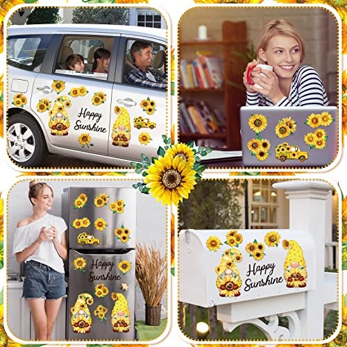 Sunflower Gnome Refrigerator Magnets Set - 16 Decorative Metal Fridge Decor