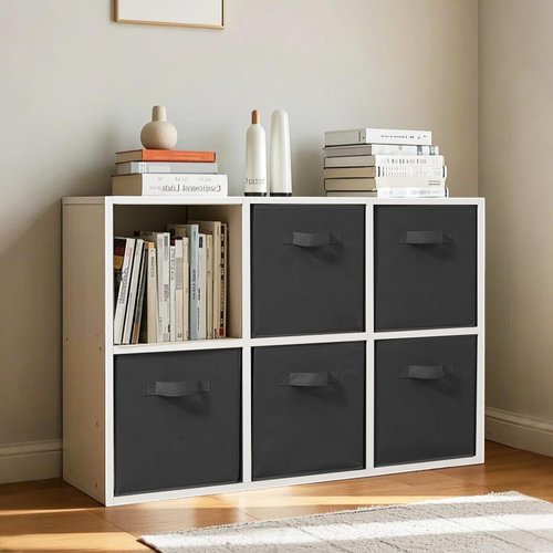 Easi 11-Inch Cube Storage Bins - Collapsible Fabric Organizer with Handles | Black Storage Basket for Closet & Shelves