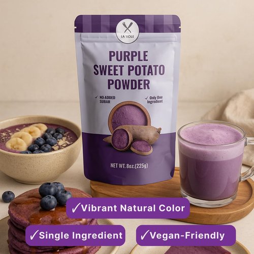 La Voie Pure Purple Sweet Potato Powder 8oz - One Ingredient Ube, Vegan, Non-Gmo, Purple Yam, Food Coloring