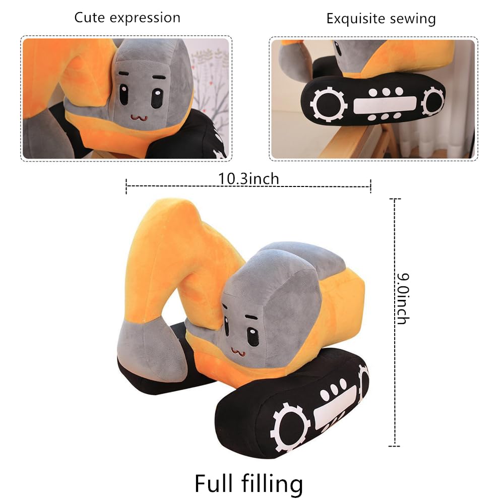Excavator Plush Toy,11" Soft Excavator Stuffed Construction Toy Plush Digger Truck Toy Car Plush Pillow,Great Plush Gift for Kids