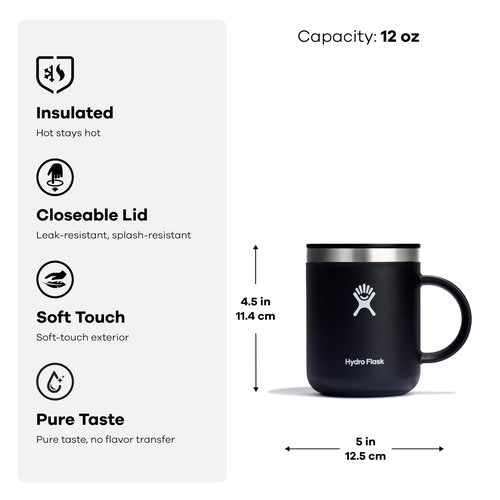 Hydro Flask Coffee Mug – Insulated Stainless Steel, Non Spill, Leak Resistant Travel Mug 12 Oz Indigo Blue