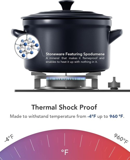 LE TAUCI 3 Qt Ceramic Dutch Oven - Lightweight, Non-Toxic Bread Baking with Silicone Sling | Oven & Dishwasher Safe, Midnight Blue