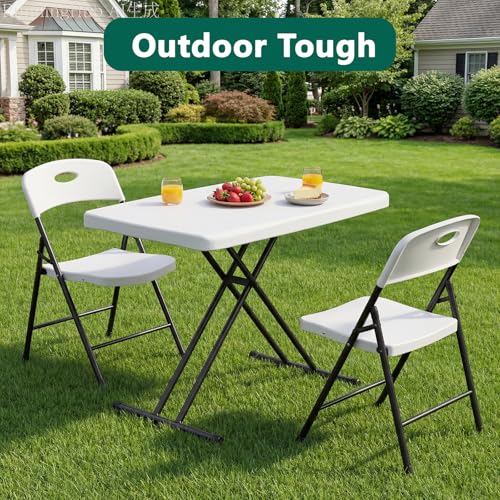 32-Inch Round Folding Bar Table, Adjustable Height Portable Utility Desk