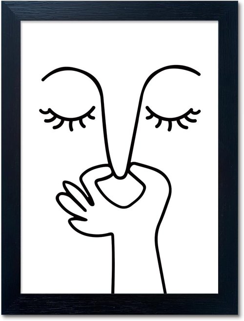 AIANHUA Black and White Bathroom Decor - Humorous Canvas Print for Modern Minimalistic Walls | Funny Guest Toilet Art