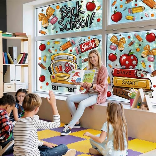 Back to School Window Clings - 8 Reusable Classroom Decor Sheets