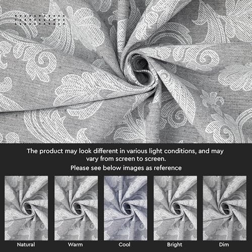 Encasa XO Floral Cotton Table Runner 13x59 in Grey - 4 Seater