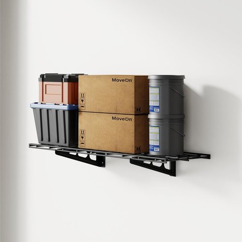 FLEXIMOUNTS Garage Shelving | Heavy-Duty Wall-Mounted Storage Rack - 1x3ft, Holds 150 lbs, Black