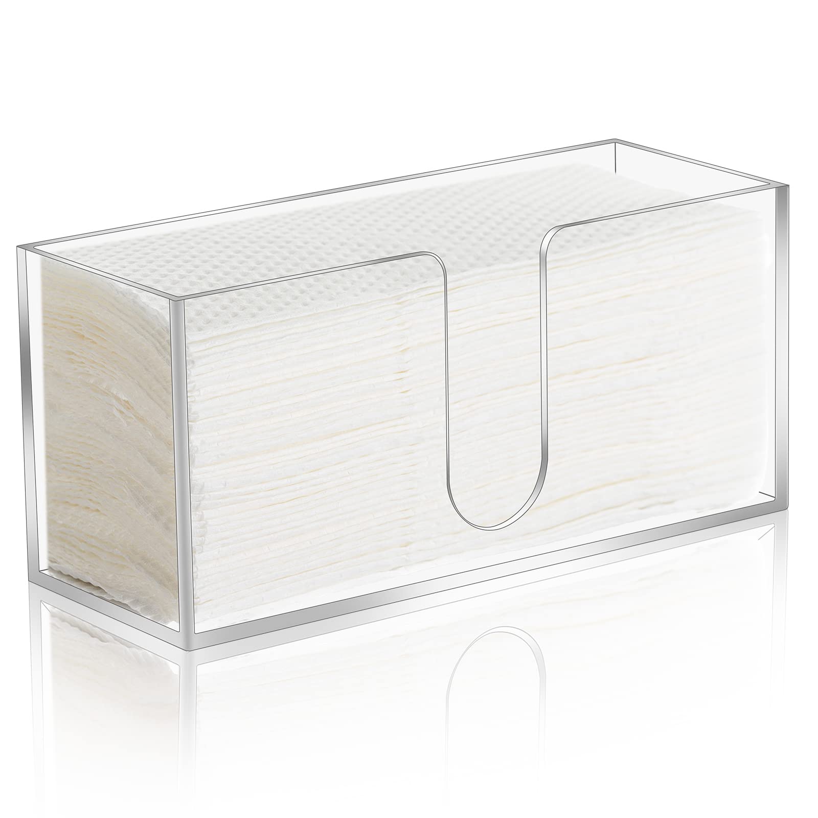 Acrylic Countertop Paper Towel Dispenser, Clear Trifold Napkin Holder, Suitable for Z-fold, C-fold or MultiFold Trifold Paper Towels for Bathroom and Kitchen