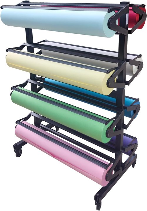 Craft Paper Roll Holder - Butcher Kraft Paper Dispenser & Cutter for Eight 36-Inch Rolls | Ideal for Classrooms & Art