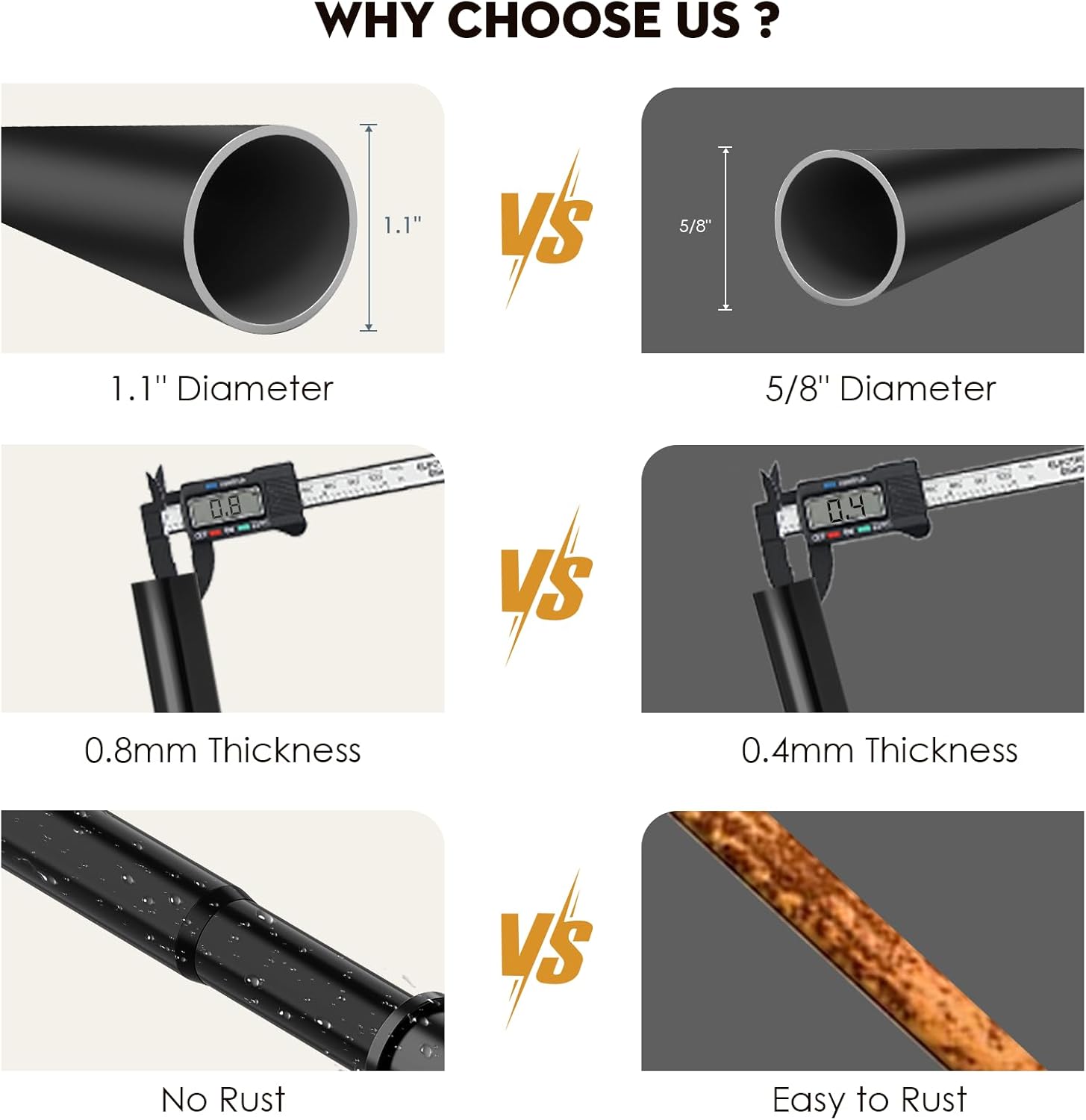 Skiennix Adjustable Tension Shower Curtain Rod - Heavy Duty, No Drill, 30 to 120 Inch, Black