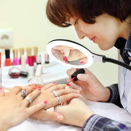 Magnifying Glass with Light - 5X Dimmable Hands-Free Magnifier for Reading & Crafts