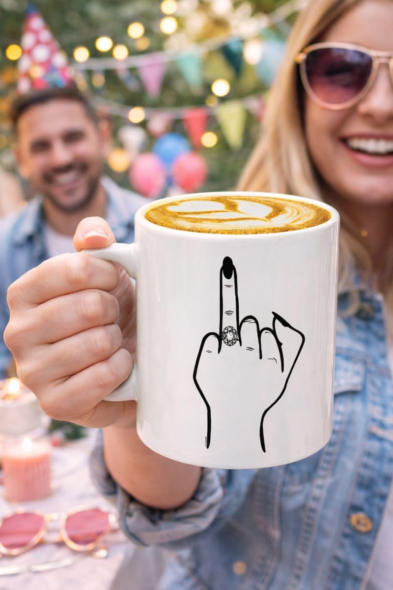 Veracco Funny Engagement Coffee Mug for Bride To Be – Ring Finger Bride Mug – Bridal Shower Gift – Bachelorette Party Cup – Newly Engaged Gift 11 oz