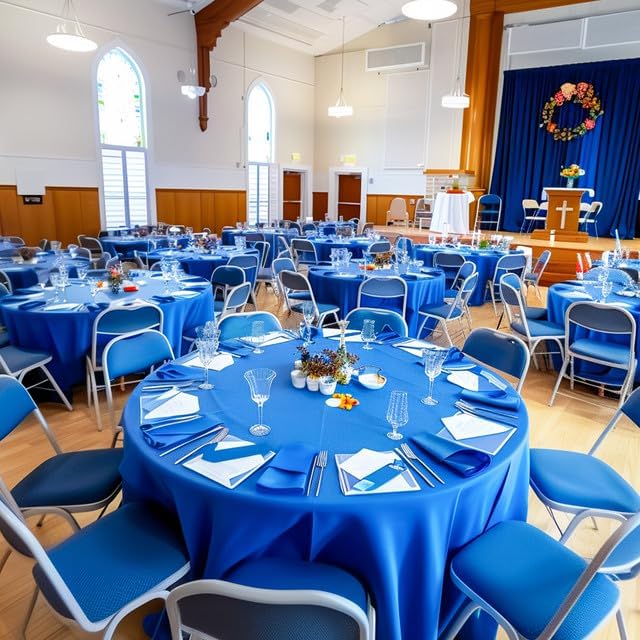 Niuara Blue Plastic Tablecloth - 4 Pack 84" Round Disposable Covers for Holiday Parties & Gatherings