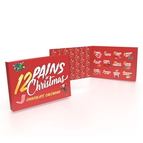Astor Chocolate 12 Pains of Christmas Advent Calendar - Funny Holiday Countdown with Milk Truffles & Dark Mint Chocolate Gifts