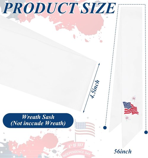 Hahafelt Patriotic Wreath Sashes - USA Flag Design for July 4th | 56" x 4.5" Home Decor