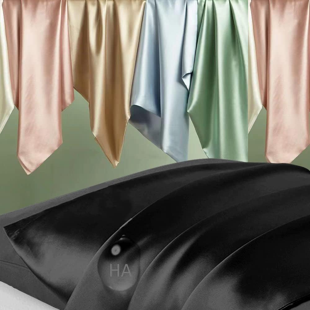 Skiennix Mulberry Silk Body Pillowcase - Smooth, Cooling & Anti-Acne | 20x54 Inches, Black