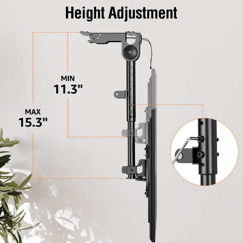 ELIVED Flip Down Ceiling TV Mount for Most 14-40 Inch TVs, Floding TV Mount for Flat and Pitched Roof, Height Adjustable Full Motion tv Bracket 360° Swivel, Max VESA 200x200mm, up to 22 Lbs, YD3030