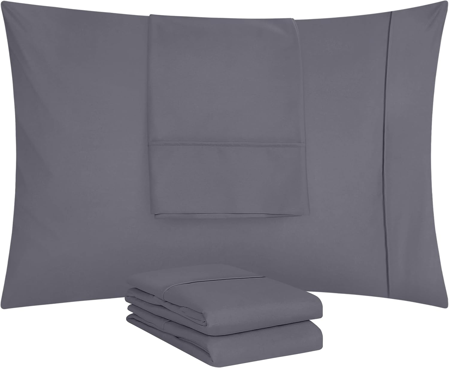 Utopia Bedding Standard Pillow Cases - Soft Brushed Microfiber - 4 Pack | Fade Resistant, 20 x 26 Inches, Grey