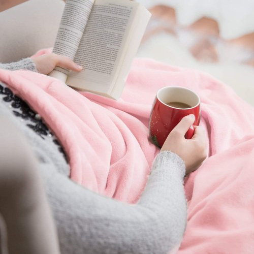 Bedsure GentleSoft Fleece Blanket - Plush Pink Queen Size 90x90 Inches | Soft, Lightweight, Cozy Luxury Throw
