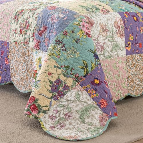 YAYIDAY 100% Cotton Oversized King Patchwork Quilt Set - 120x118 Bedspread