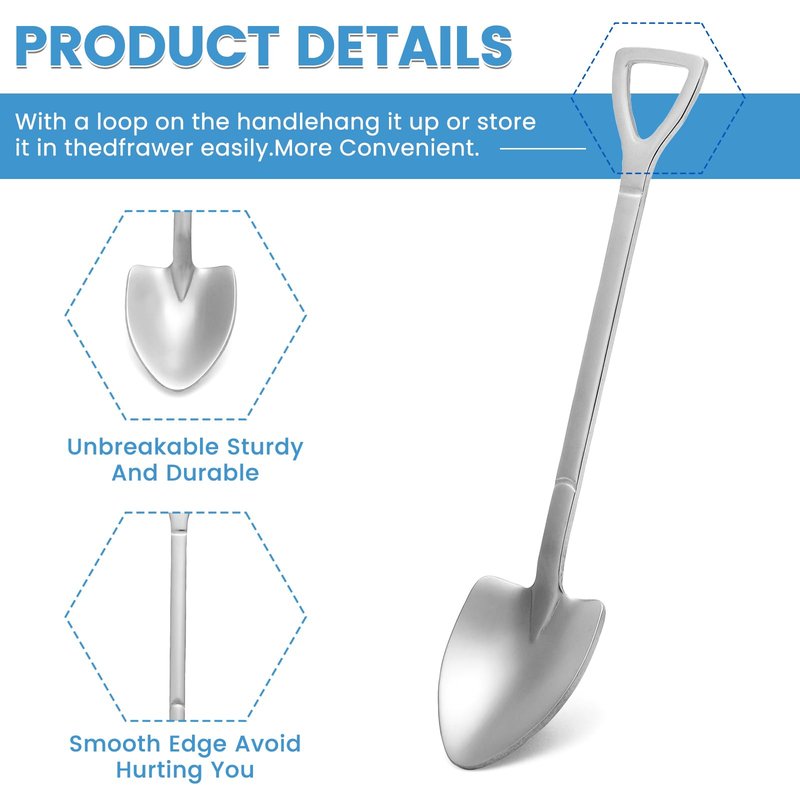 20 Pack Shovel Shape Demitasse Espresso Mini Coffee Spoons, 4.7 Inches Stainless Steel, Small for Dessert, Tea, Appetizer, Party Supplies