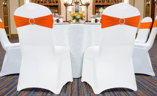 MDS Spandex Chair Sashes - Premium Stretch Covers with Buckle Slider for Weddings & Events | Pack of 50 - Orange