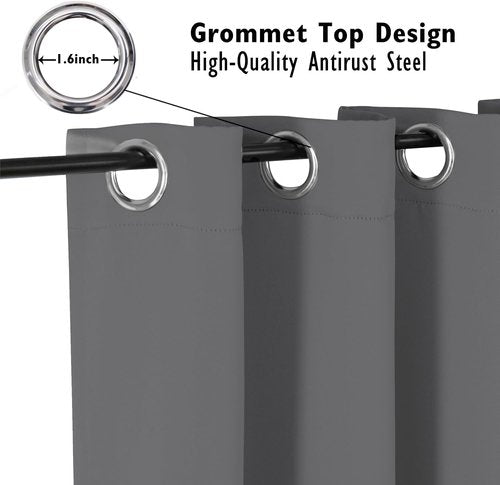 ChrisDowa Blackout Curtains - 84-Inch Thermal Insulated Grommet Panels for Bedroom & Living Room (Grey, 2 Panels)