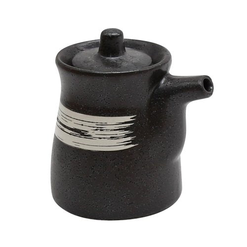 MDEOOSKY Ceramic Seasoning Bottle, Japanese Style Earthenware Ceramic Oil Dispenser, Olive Oil Dispenser, Sushi Sauce Container, for Kitchen Cooking, 6.76 fl oz (White Brush)