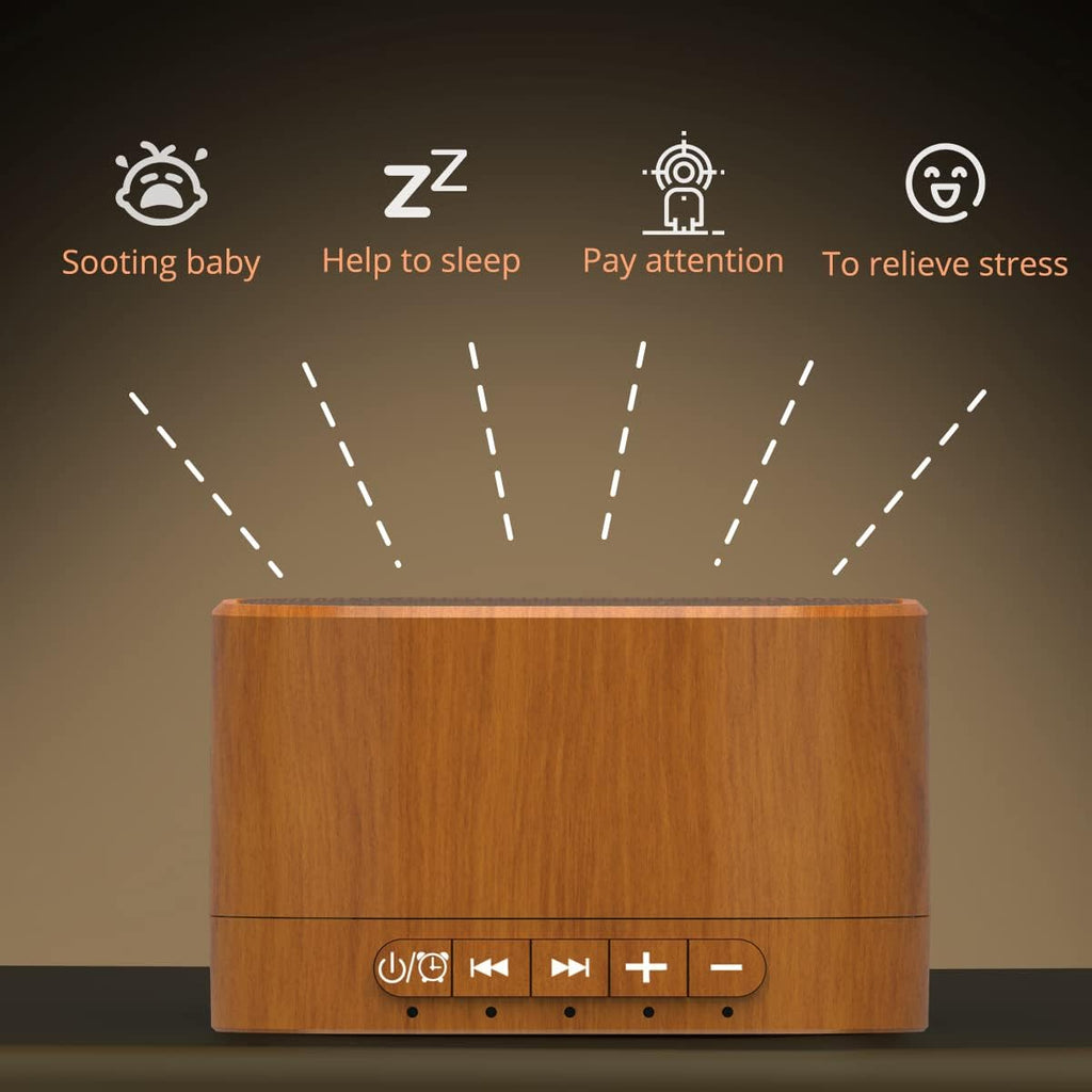 Skiennix White Noise Machine - 20 Soothing Sounds with Sleep Timer | Natural Wood Grain Finish