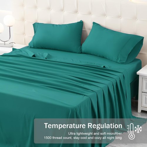 MICORAL Twin Bed Sheets Set - Soft, Breathable Bedding with 16" Deep Pocket Design | Turquoise, 3 Pieces