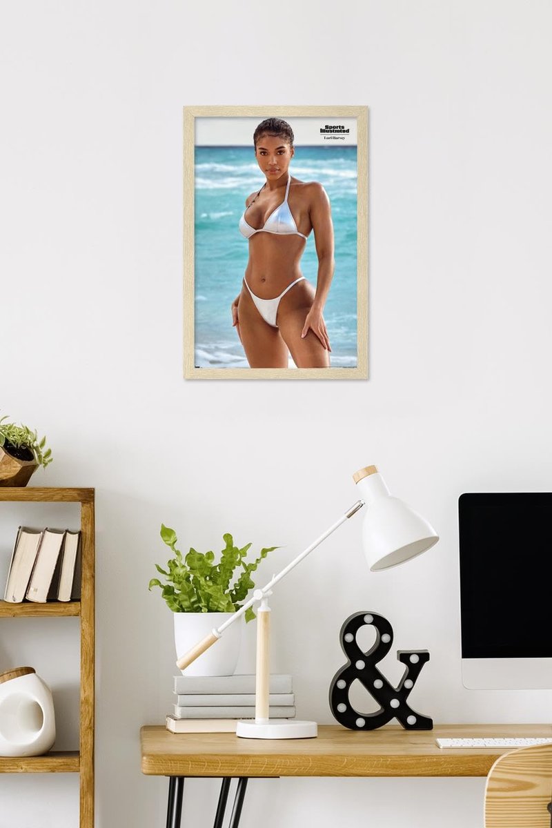 Trends International Sports Illustrated: Swimsuit Edition - Lori Harvey 24 Wall Poster, 22.4L x 14.7W, Blonde Framed Version