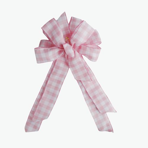 Meseey Large Pink Plaid Burlap Bow - 20 x 10 Inch Wreaths for Spring Decor & Gift Wrapping