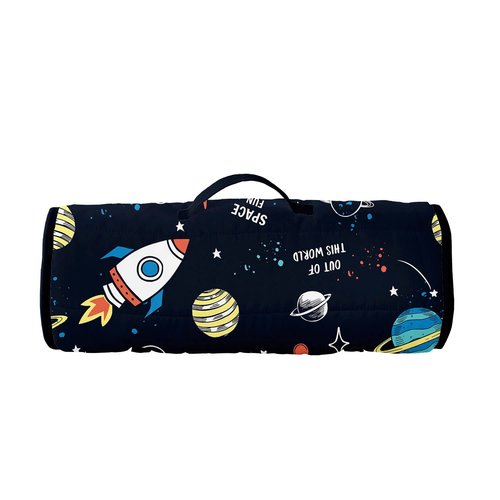 NaFurAhi Space Ship Galaxy Sleeping Bag Nap Mat Set - 50"x21" Space, Polyester, Standard - 50"x21"