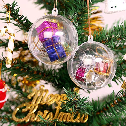 20 Pack 3.15-inch Clear Plastic Fillable Ornaments for DIY Crafts
