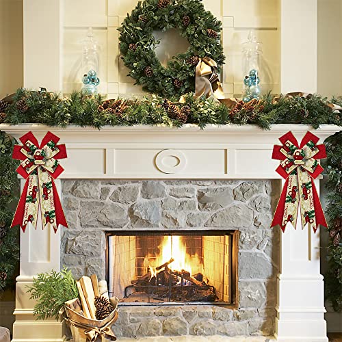 ABTOLS Large Red Velvet Christmas Bow Truck Decoration for Wreaths & Front Door
