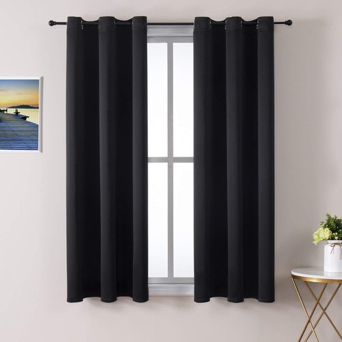 ChrisDowa Blackout Curtains - Thermal Insulated Room Darkening Panels for Bedroom & Living Room (Black, 38"W x 54"L)