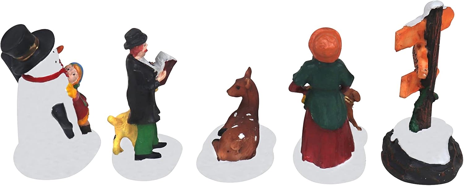 Skiennix Christmas Village Figurines Set - 5-Piece Holiday Decor for Indoor Displays & Gift Giving