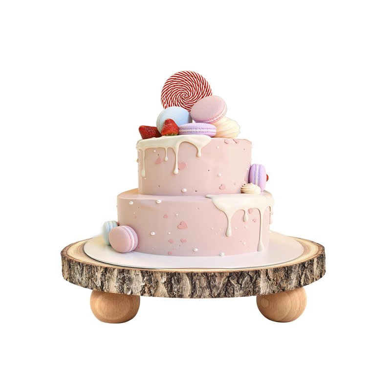 timber tree 10 inch Wood Cake Stand for Dessert Table - Round Rustic Cake Holder Tray Wooden Serving Platter Pedestal Centerpiece Decoration with Sturdy Legs for Wedding Cakes