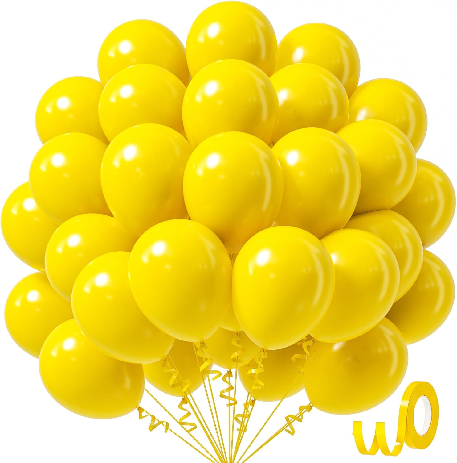 Awenztech Yellow Balloons - 12 Inch Latex Balloons | 50 Pack for Baby Shower & Birthday Party Decor