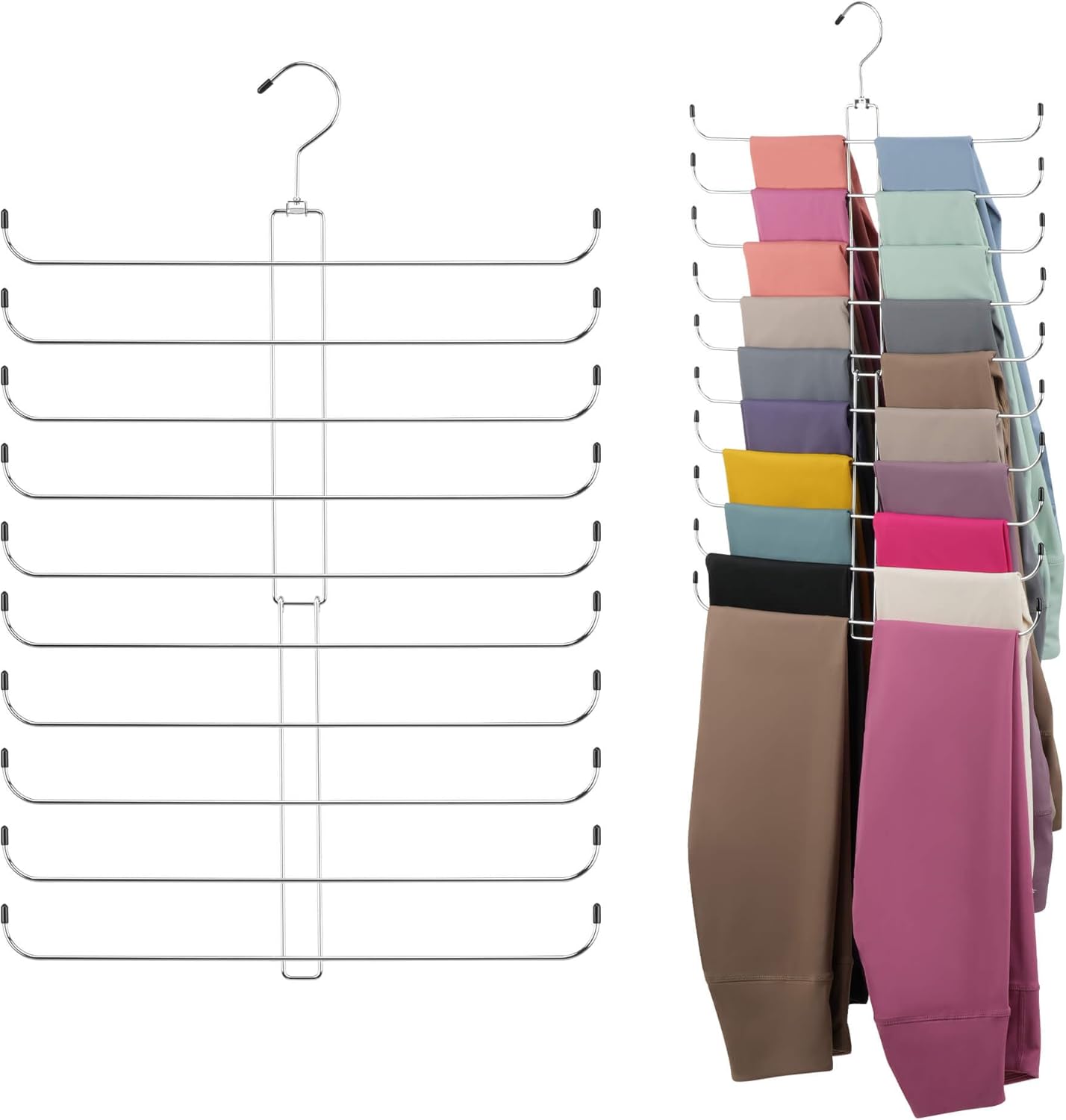 ZEDODIER Legging Organizer - Rotatable Yoga Pants Hanger for Women & Girls | Holds 20 Pairs, Silver