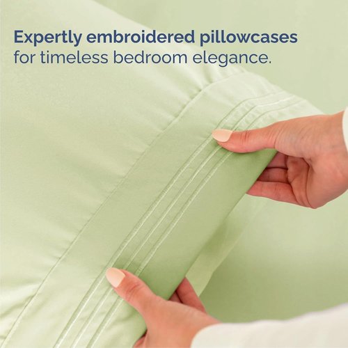 Cal King Size 4-Piece Sheet Set - Comfy Cooling Bed Sheets for Luxury Bedding - Deep Pockets, Wrinkle-Free, Oeko-Tex Certified - Light Sage Green