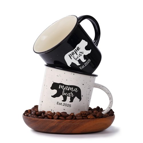 Mama Bear Papa Bear Mug Set of 2, Mom Dad Gift, Parents Couple Coffee Mug,10oz Ceramic Mugs,Perfect for Parents,Husband and Wife Gifts