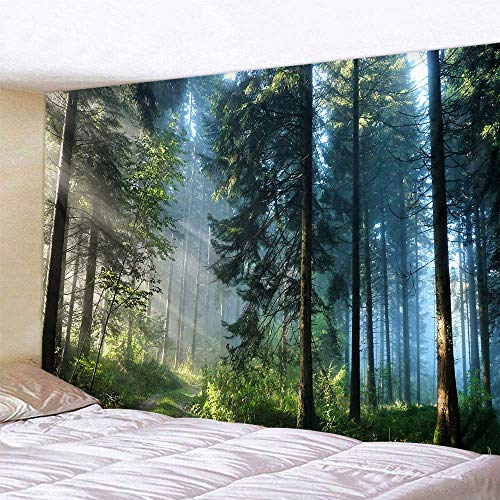 Morning Forest Landscape Tapestry - 3D Printed Wall Hanging Decor (78x60 in)
